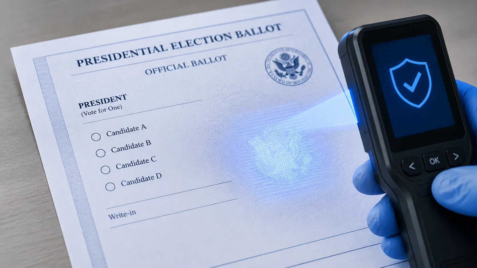 Ballot Security: Ultra-Invisible Materials for Anti-Counterfeiting and Traceability